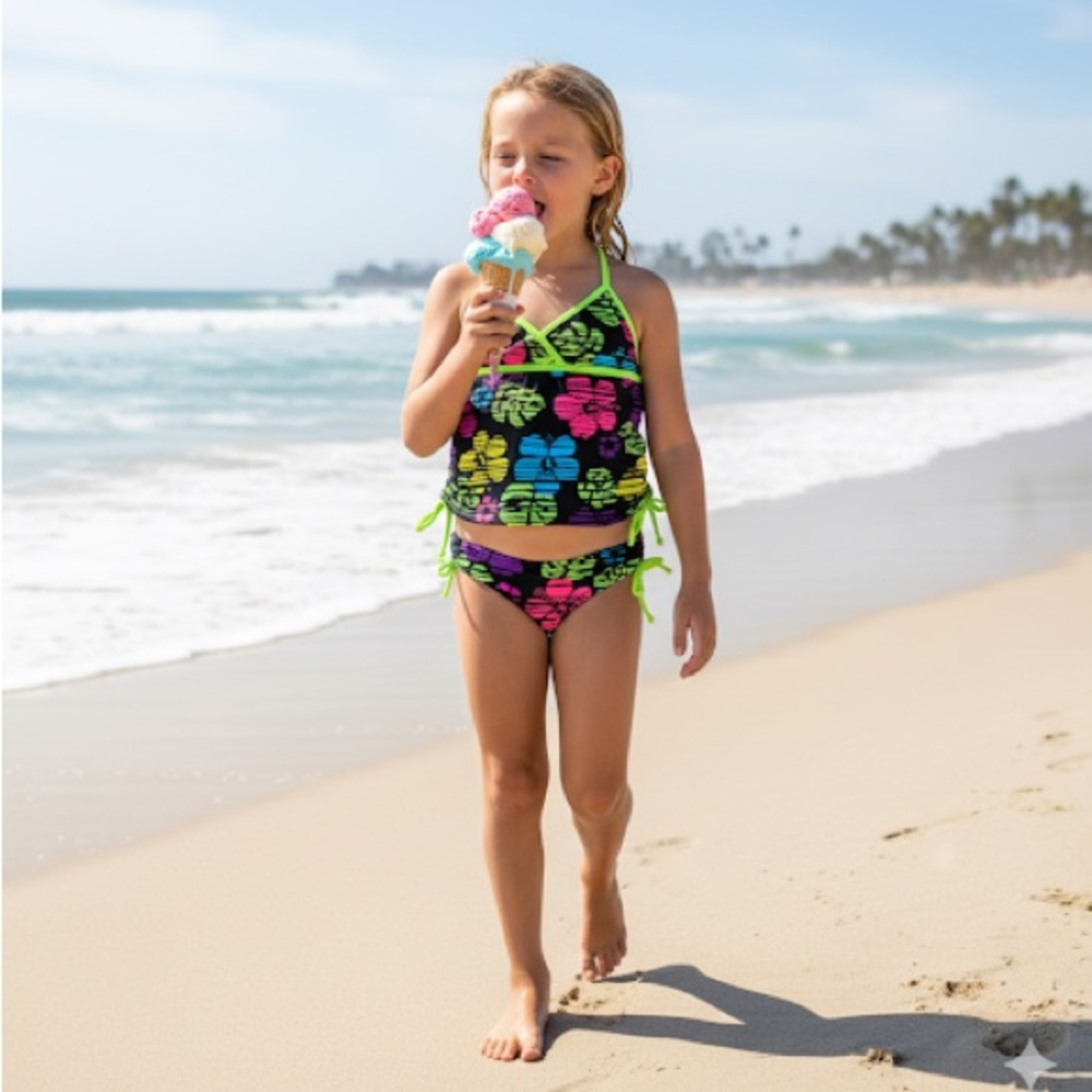 Joe Boxer tropical Floral tank bikini Size Girls Large